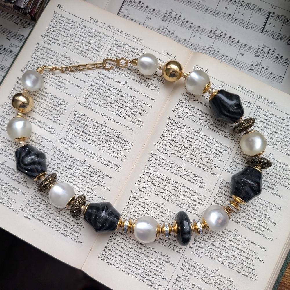Chic Black and Gold Beaded Necklace